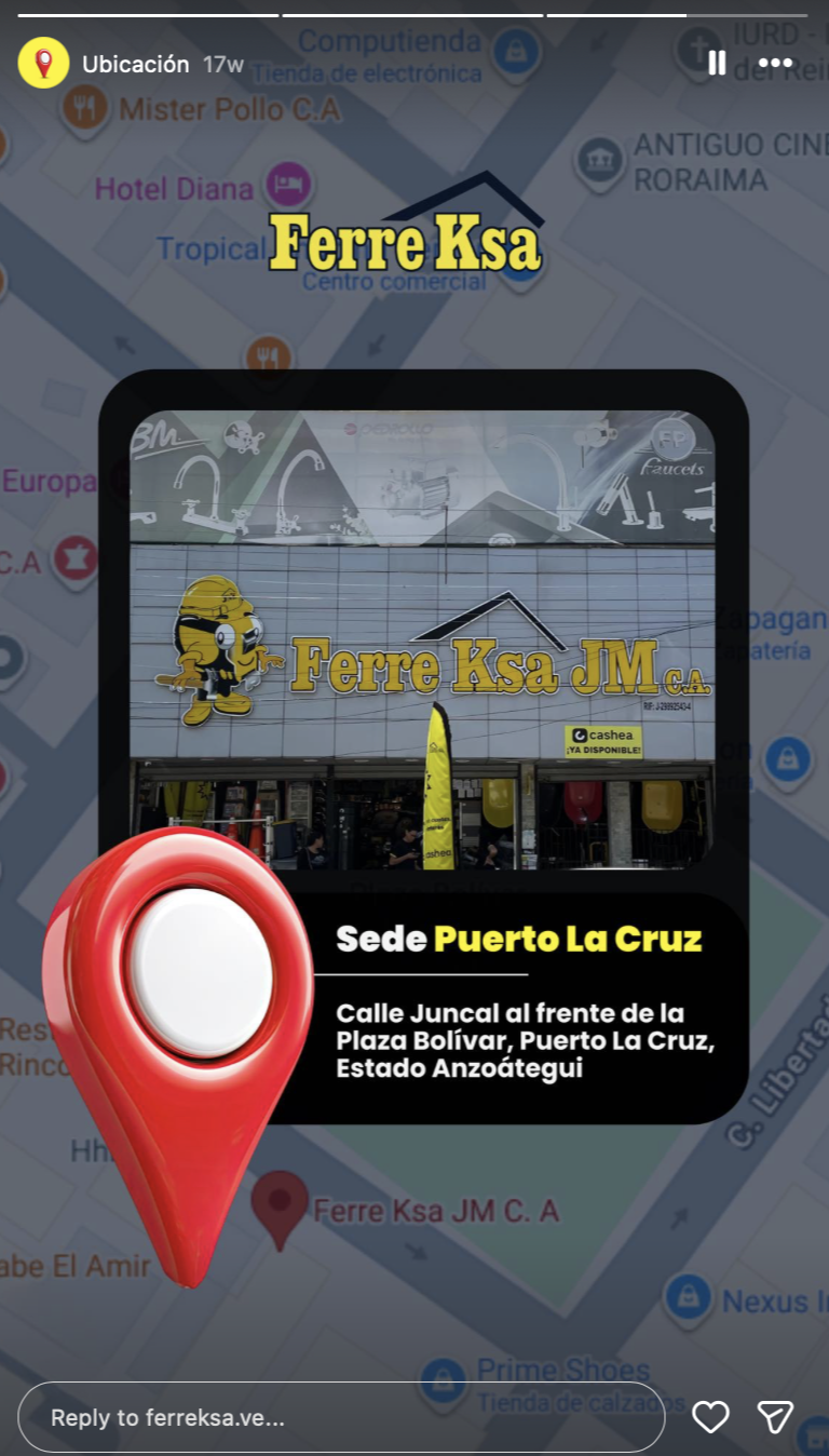 Fachada real de la sede Puerto La Cruz, del material facilitado por FerreKsa